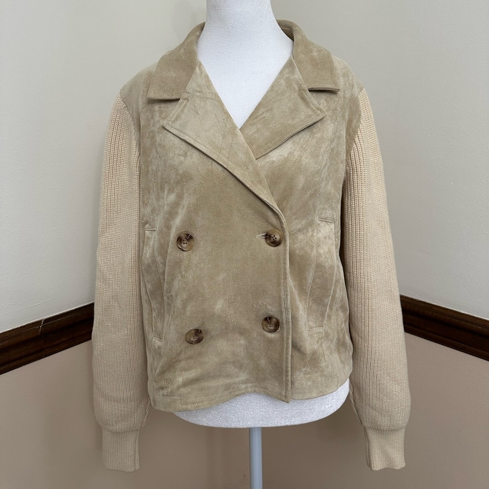 Blank NYC Beige faux suede jacket